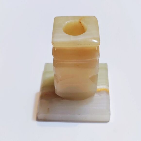 One Large Vintage White Onyx Taper Candle Holder - Picture 3 of 6